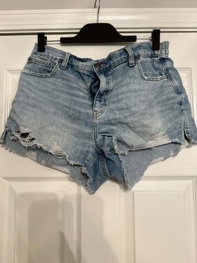 aerie Light Blue Distressed Denim Cutoff Shorts